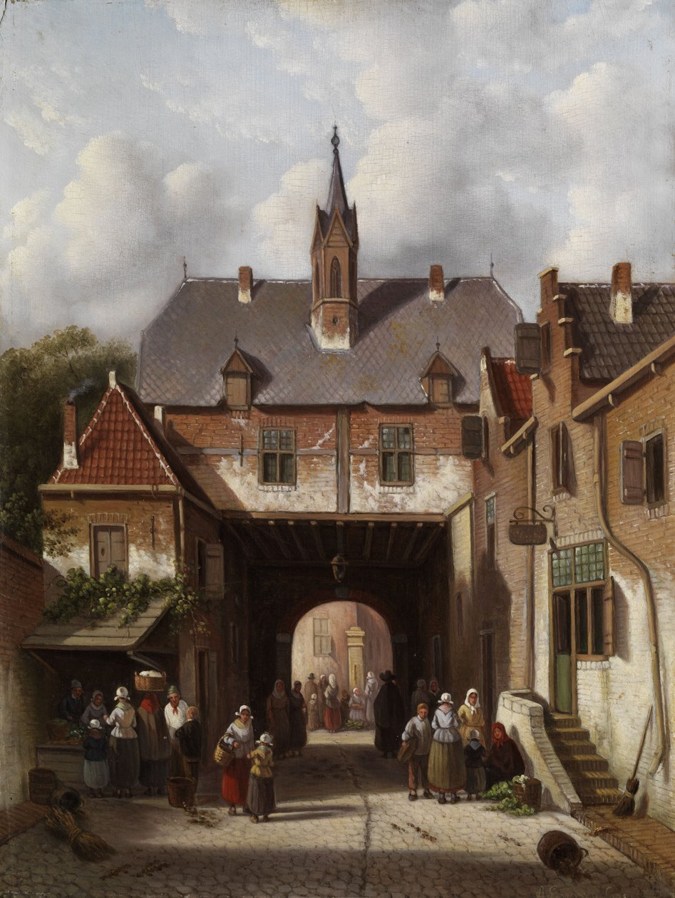 Rynek pod budynkiem bramnym autorstwa Adrianus Eversen