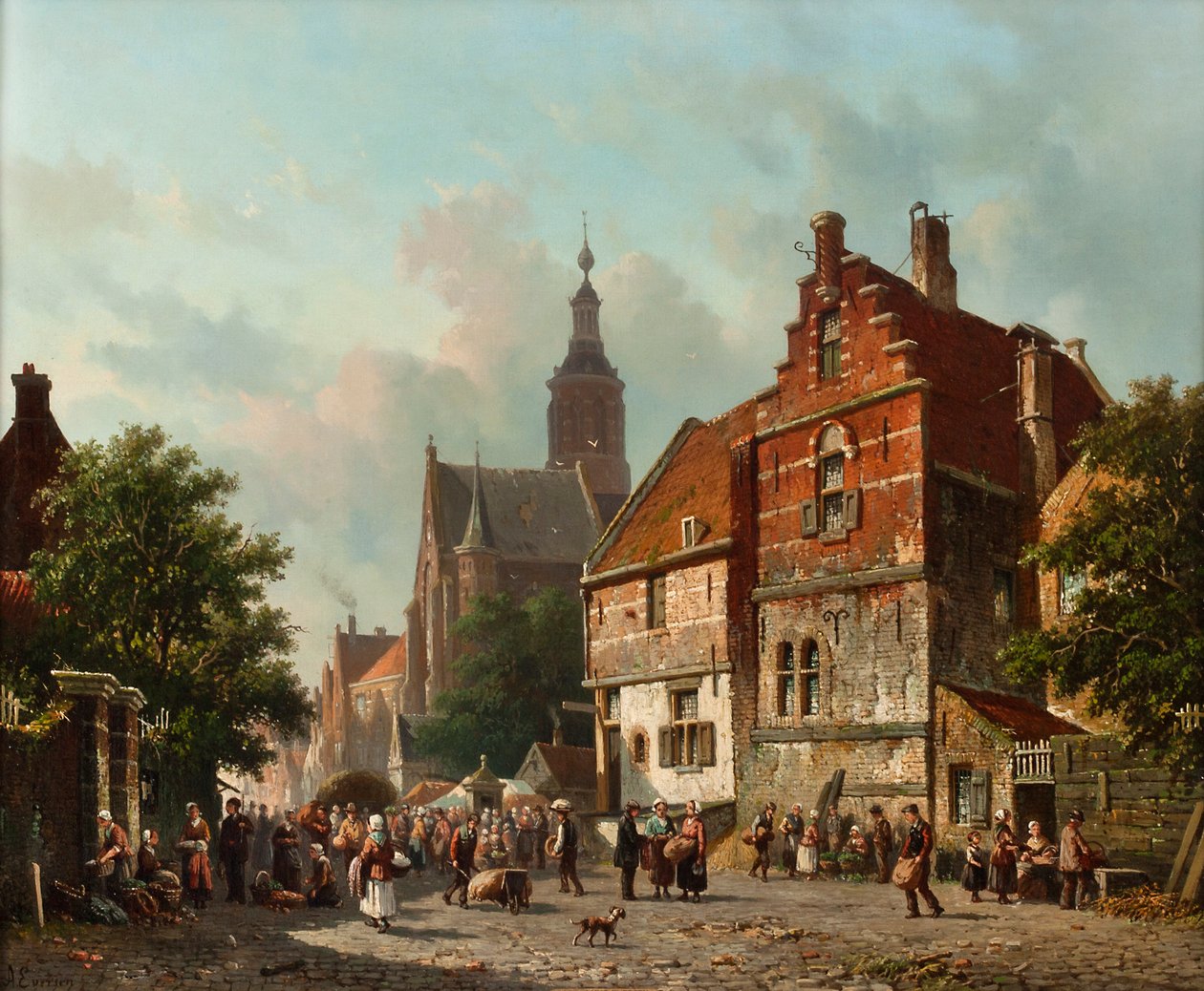 Targ holenderski latem, XIX wiek autorstwa Adrianus Eversen