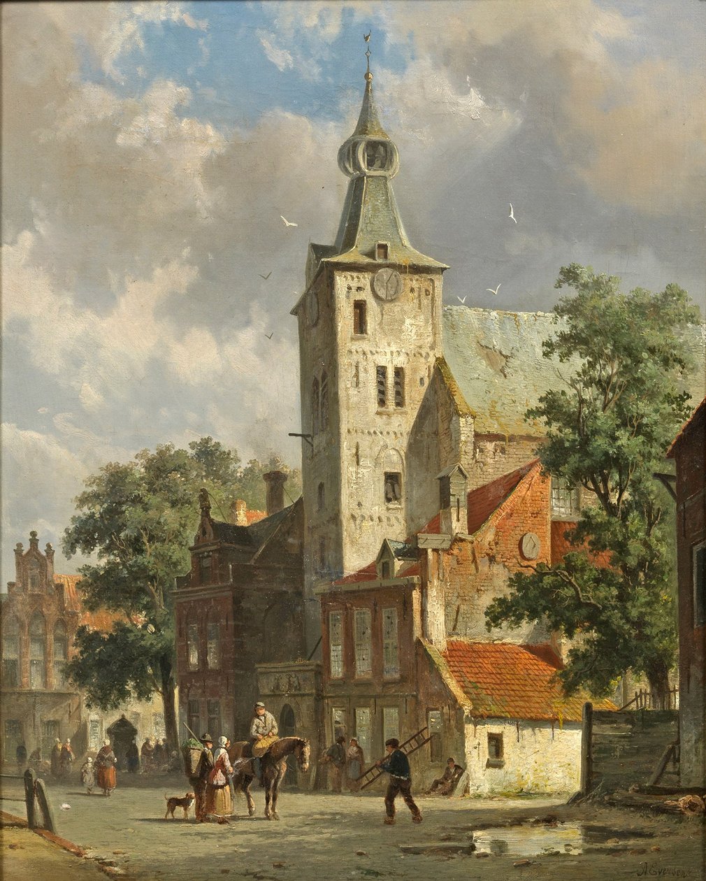 Adrianus Eversen - widok na holenderskie miasto autorstwa Adrianus Eversen