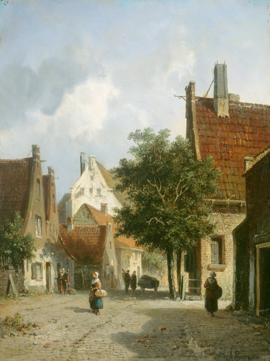 Scena uliczna w Amsterdamie (olej na drewnie) autorstwa Adrianus Eversen