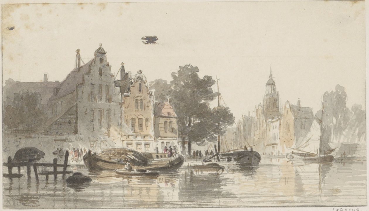 Pejzaż miejski z kanałem autorstwa Adrianus Eversen