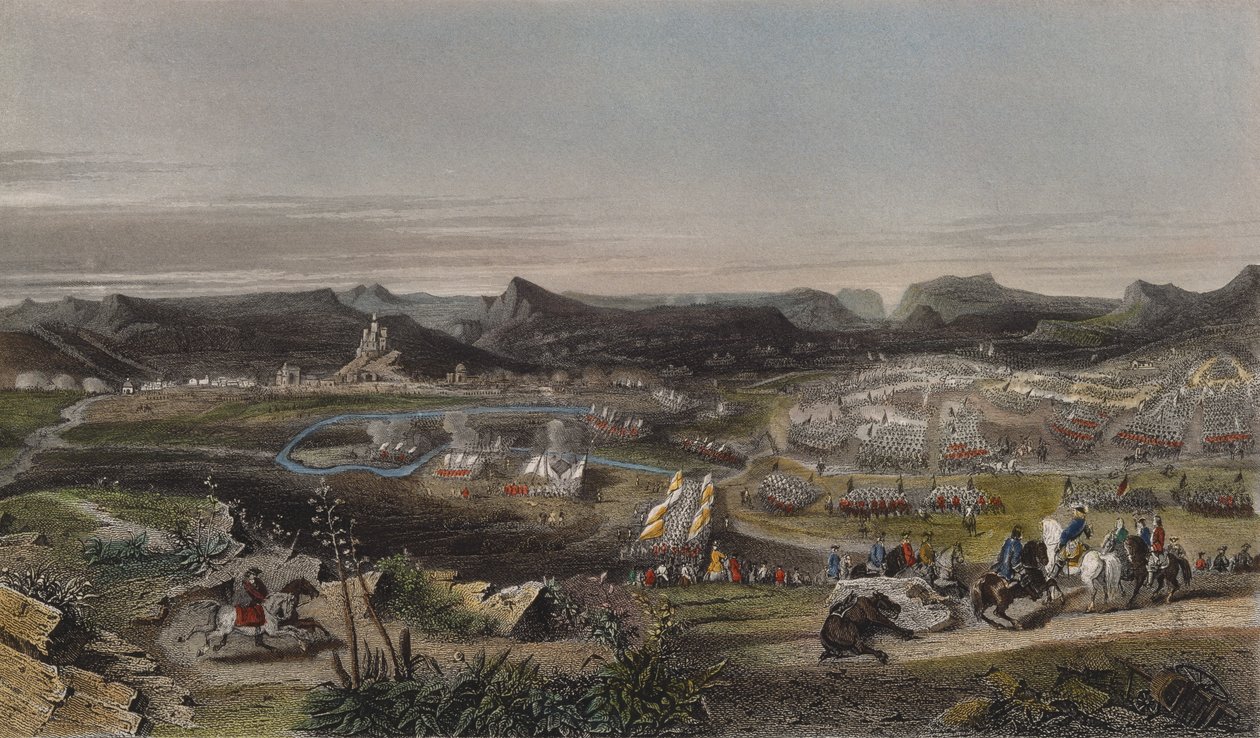 Bitwa pod Almansą 25 kwietnia 1707 r., wyryta przez Ed. Chavane autorstwa Adrien Dauzats