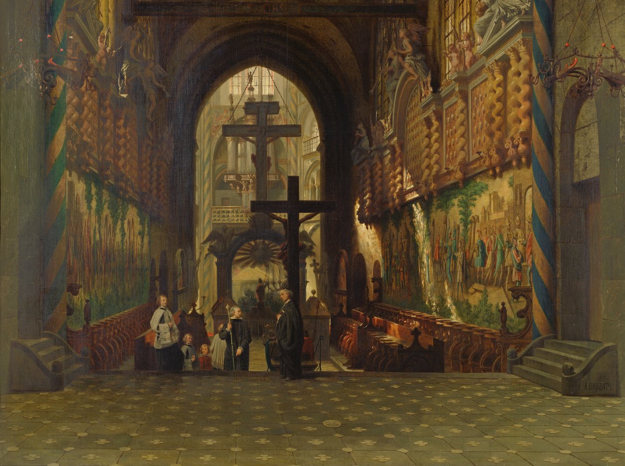 Wnętrze kościoła św Gereona w Kolonii autorstwa Adrien Dauzats