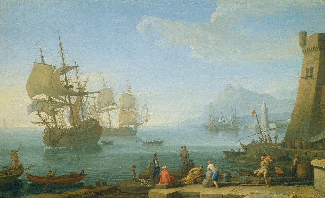 Scena w porcie śródziemnomorskim autorstwa Adrien Manglard