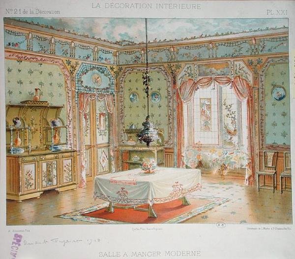 Nowoczesna Jadalnia, ok.1905 (kolor lito) autorstwa Adrien (after) Simoneton