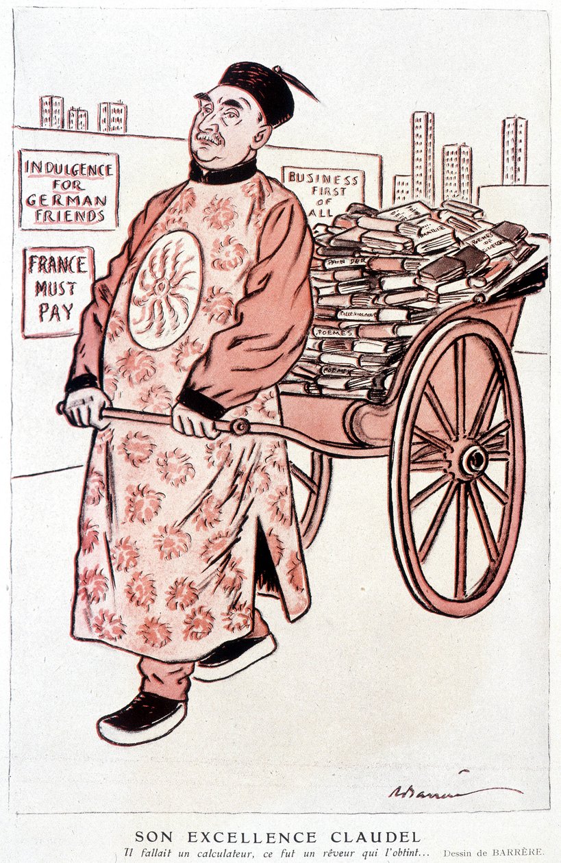 Karykatura o Paulu Claudelu, francuskim poecie i dramatopisarzu - autorstwa Barrère, w ""Fantasio"" z 01.01.1927 autorstwa Adrien Barrere