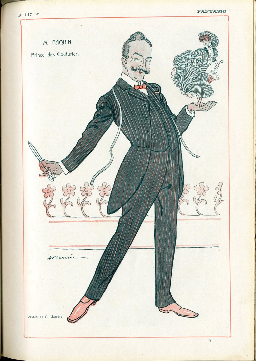 Fantasio, : Metiers, Moda - Krawiec Couturier, Paquin, 15.06.1907 (grawerowanie) autorstwa Adrien Barrere