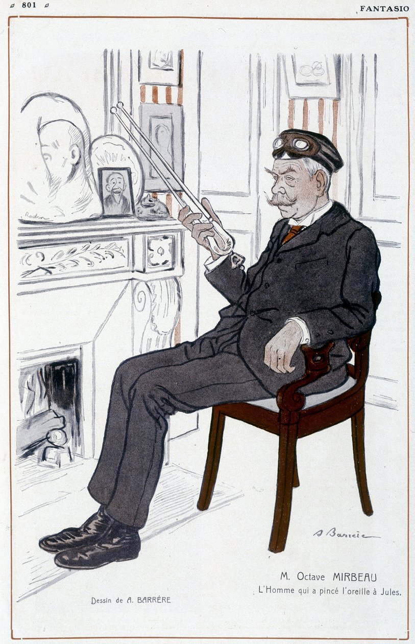 Humorystyczny rysunek Barrère na temat Octave Mirbeau - w „Fantasio”, z 01.04.1908 autorstwa Adrien Barrere