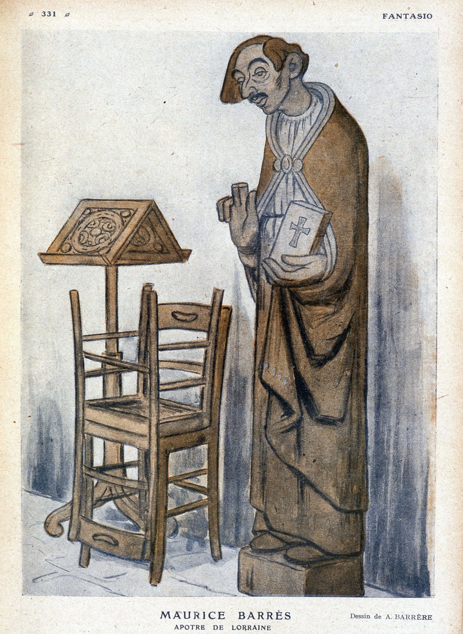 Maurice Barrès i Apostoł Lotaryngii - Karykatura Adriena Barrere (1877-1931) w „Fantasio” autorstwa Adrien Barrere