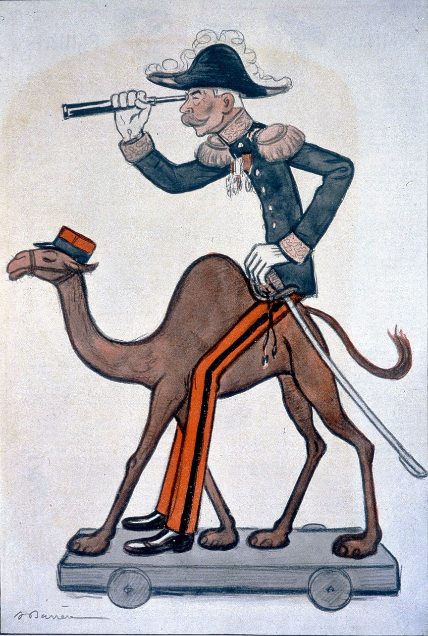 Moulaï - Hubert (Louis-Hubert-Gonzalve) Lyautey (1854-1934), rysunek Lyautey w Maroku - autorstwa Barrère, w ""Fantasio""" z 15/06/1912 autorstwa Adrien Barrere