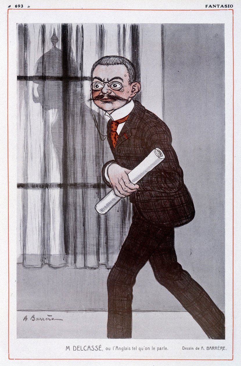 Portret Teofila Delcasse (1852-1923), francuskiego ministra spraw zagranicznych w „Fantasio” - ilustracja Adriena Barrere (1877-1931) - autorstwa Adrien Barrere