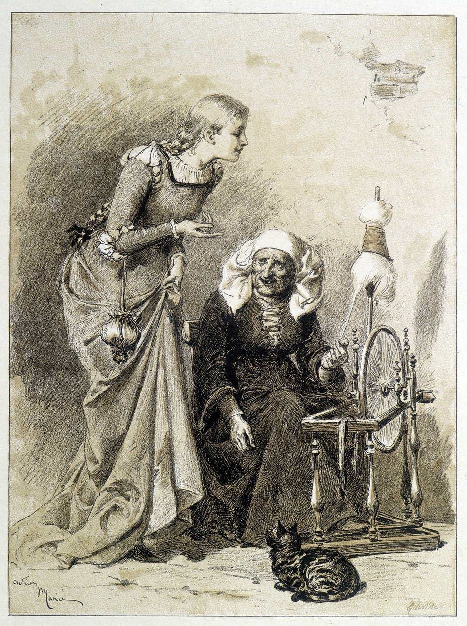 Śpiąca Królewna – w „Les Contes de Fées” Charlesa Perraulta, ilustracje Adriena Marie autorstwa Adrien Emmanuel Marie