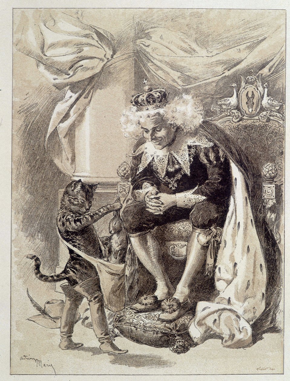 Kot w butach – w „Les Contes de Fées” Charlesa Perraulta, ilustracje Adriena Marie autorstwa Adrien Emmanuel Marie