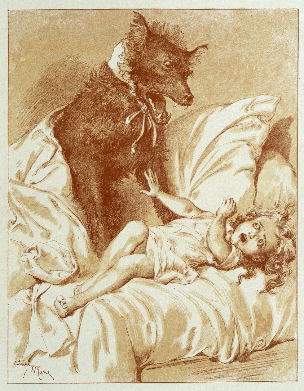Czerwony Kapturek - w „Bajkach” Charlesa Perraulta, ilustracje Adriena Marie autorstwa Adrien Emmanuel Marie