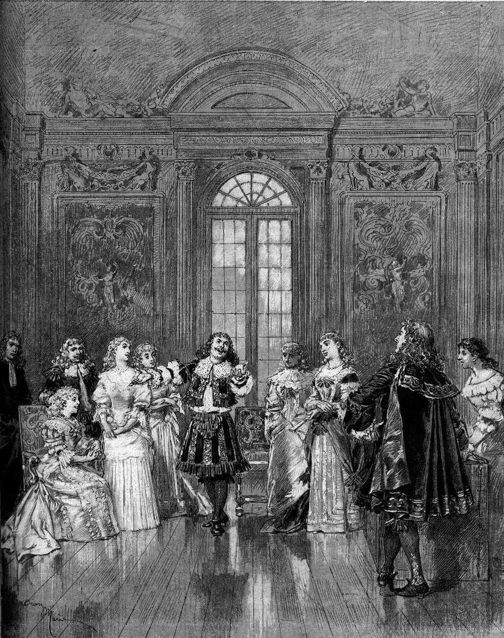 Przedstawienie teatralne: „Impromptu Wersalu” Moliera. Paryż, komedia francuska autorstwa Adrien Emmanuel Marie