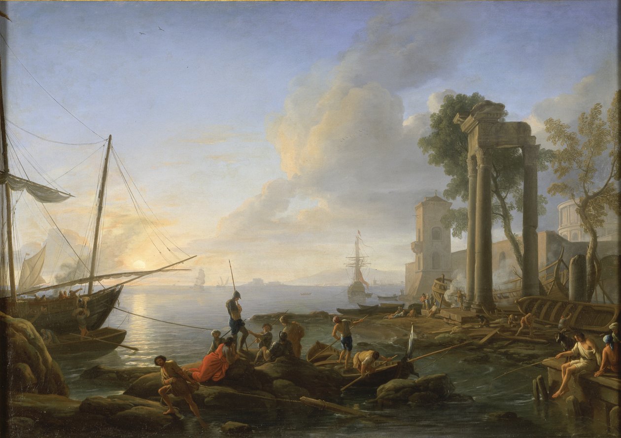 Marina o zachodzie słońca, 1726 autorstwa Adrien Manglard
