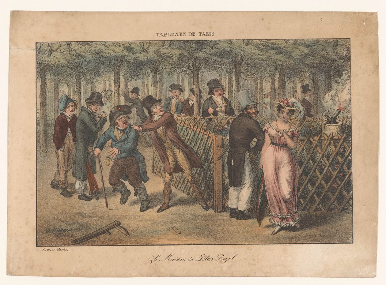 Zegar słoneczny Palais-Royal Le Meridien du Palais Royal Sceny paryskie (tytuł serialu) Tableaux de Paris (tytuł serii na obiekcie) autorstwa Adrien Victor Auger