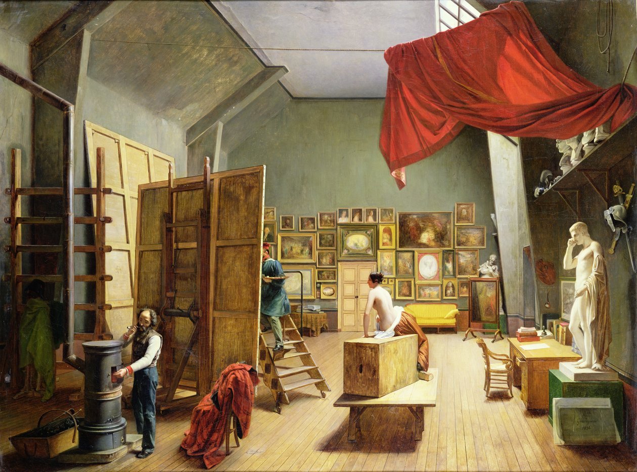 Wnętrze pracowni Abla de Pujola (1787-1861) 1836 autorstwa Adrienne Marie Grandpierre Deverzy