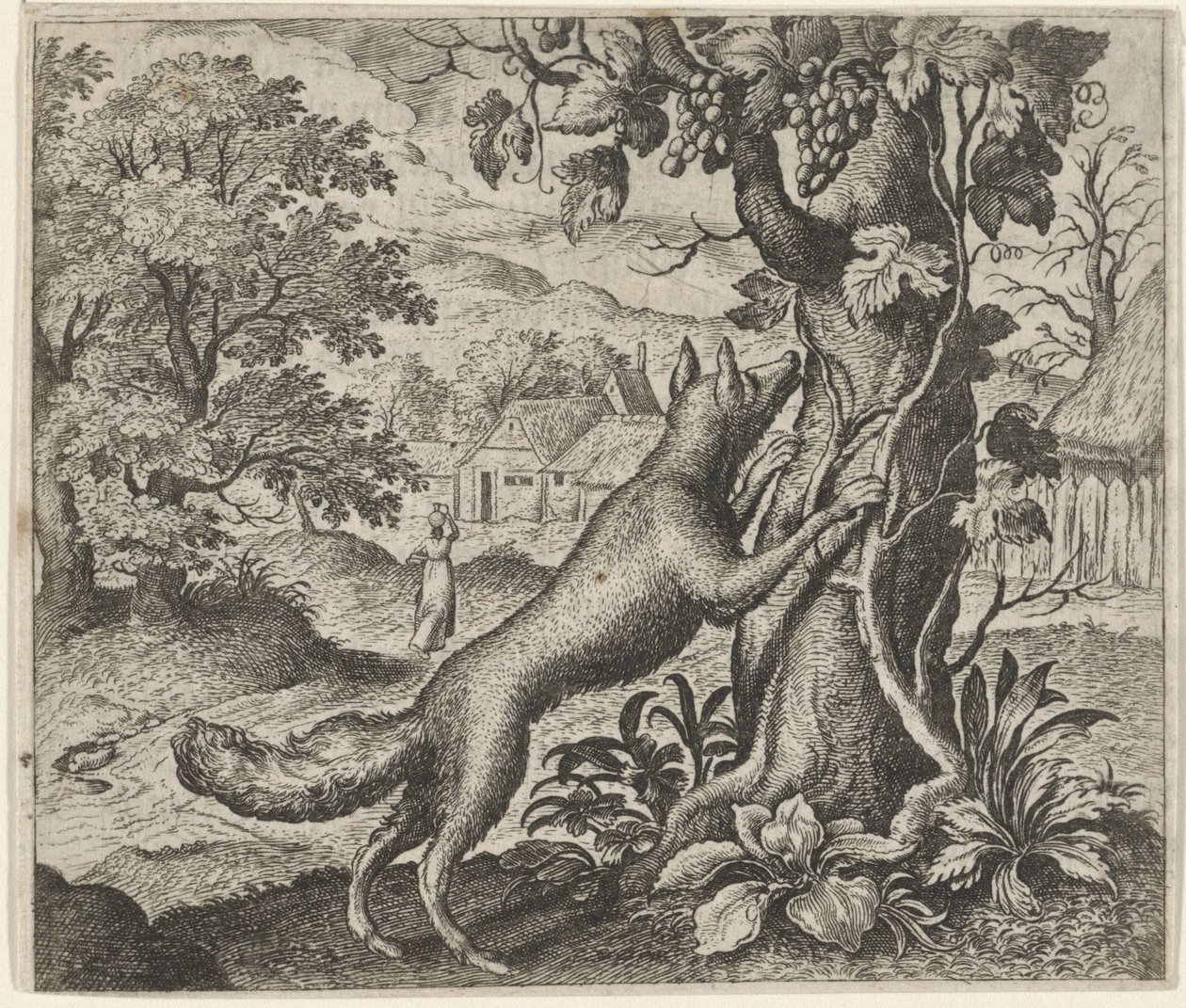 Bajka o Lisie i Winogronach autorstwa Egidius  Sadeler (II)