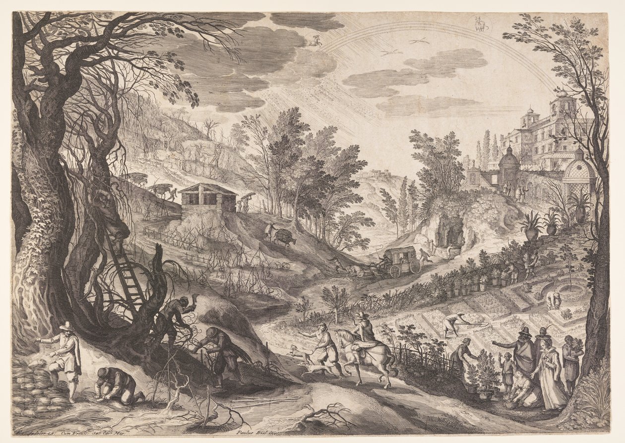 Marzec/kwiecień, od The Twelve Months autorstwa Aegidius Sadeler II