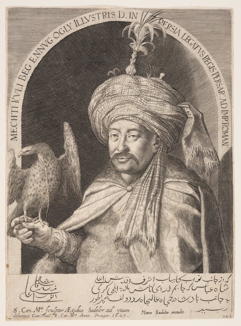 Mechti Kuli Beg (Mehdi Quli Beg), perski ambasador w Pradze autorstwa Aegidius Sadeler II