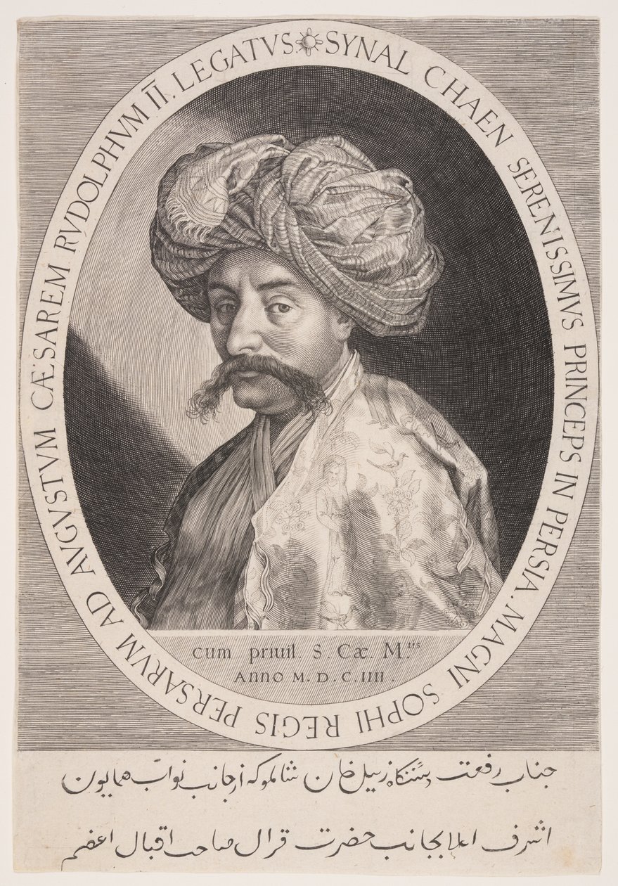 Synal Chaen (Zeynal Khan Shamlu), ambasador perski w Pradze autorstwa Aegidius Sadeler II