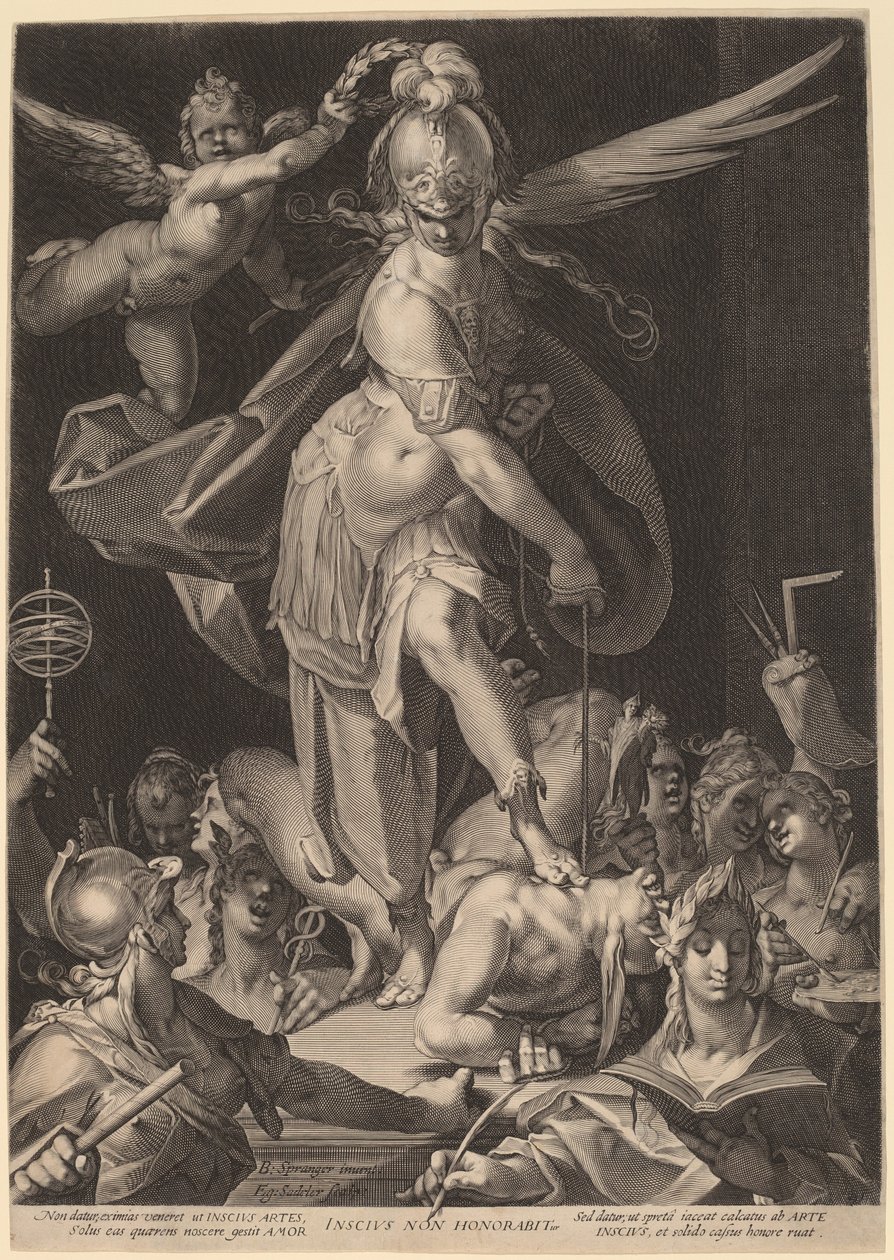 Mądrość pokonująca ignorancję autorstwa Aegidius Sadeler II, after Bartholomaeus Spranger