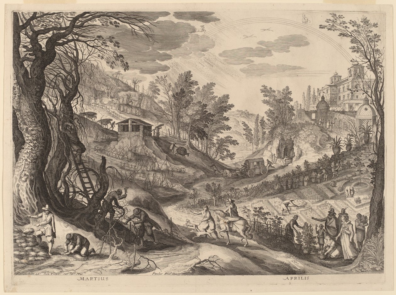 marzec i kwiecień autorstwa Aegidius Sadeler II after Paul Bril