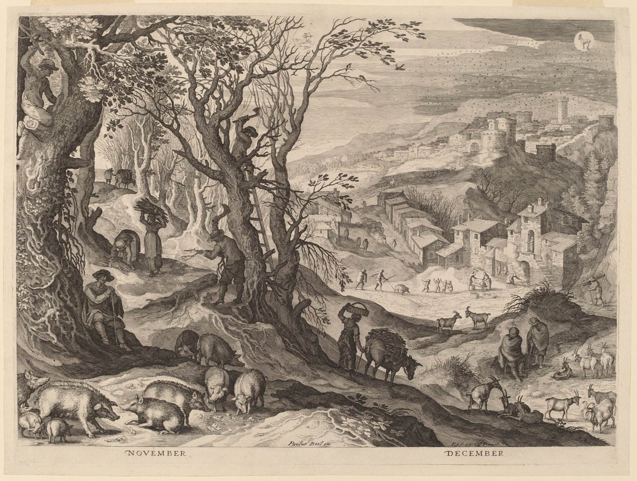 listopad i grudzień autorstwa Aegidius Sadeler II after Paul Bril