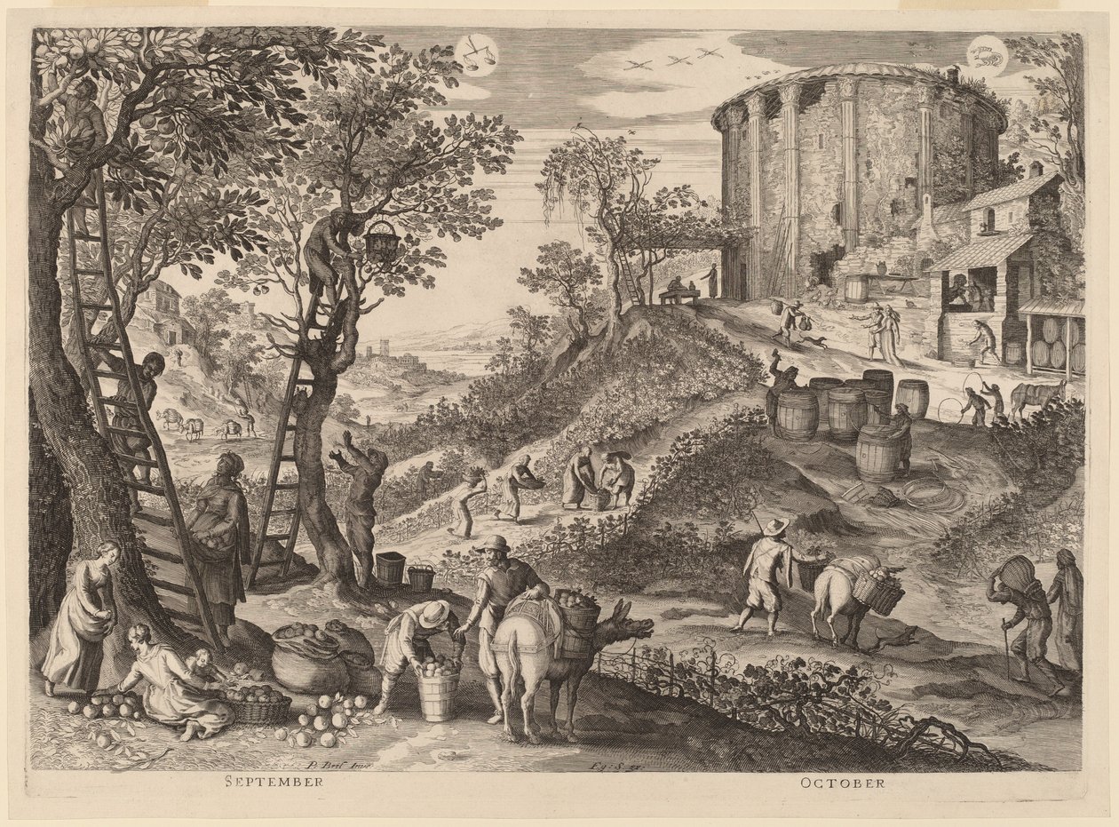 wrzesień i październik autorstwa Aegidius Sadeler II after Paul Bril