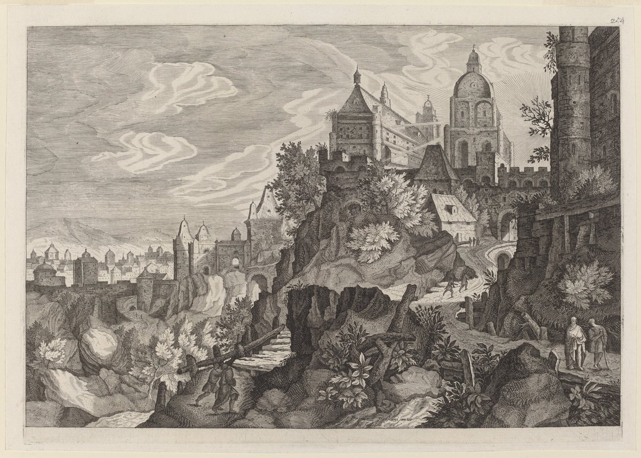 Skalisty krajobraz w Czechach autorstwa Aegidius Sadeler II after Pieter Stevens