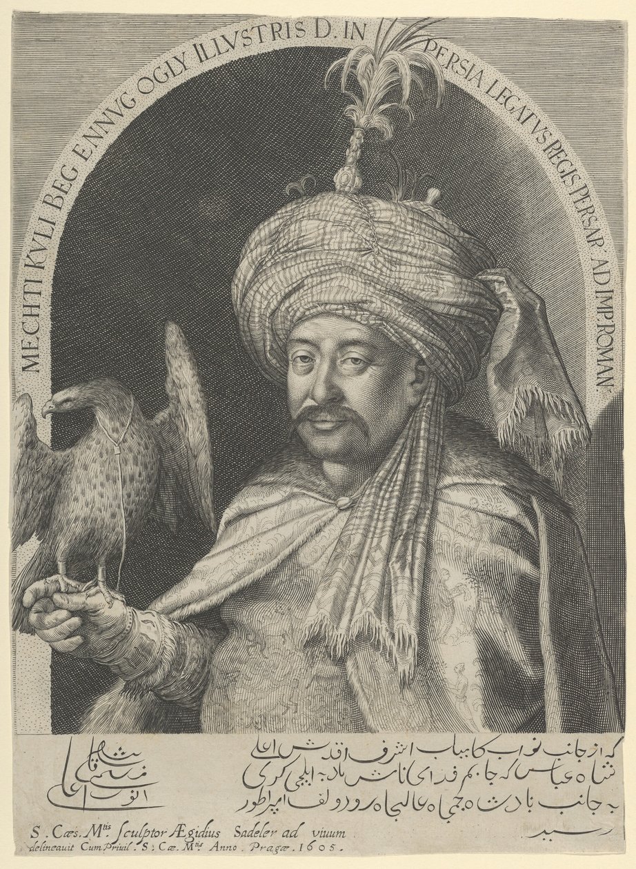 Mechti Kuli Beg, ambasador perski w Pradze, 1605 autorstwa Aegidius Sadeler or Saedeler