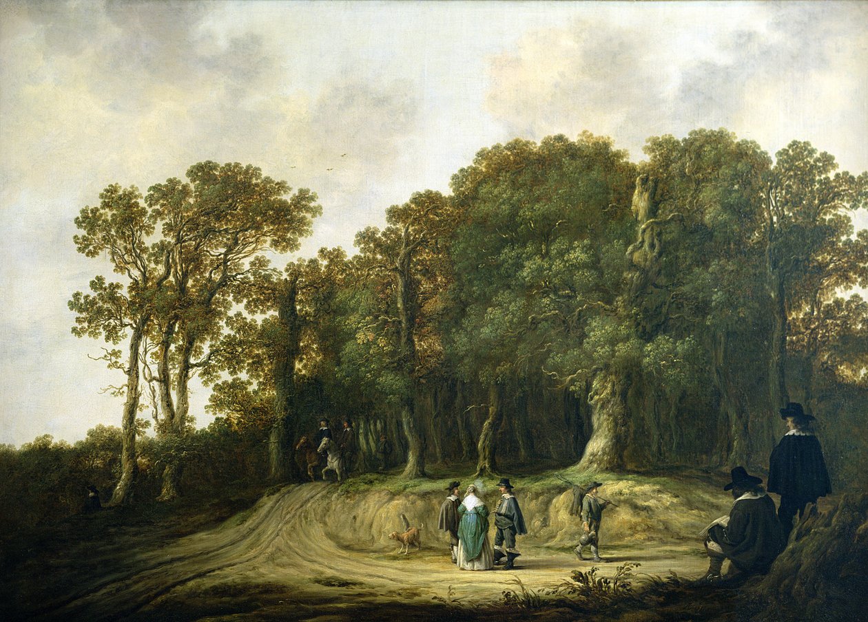 Zalesiony krajobraz z artystą szkicującym autorstwa Aelbert Cuyp