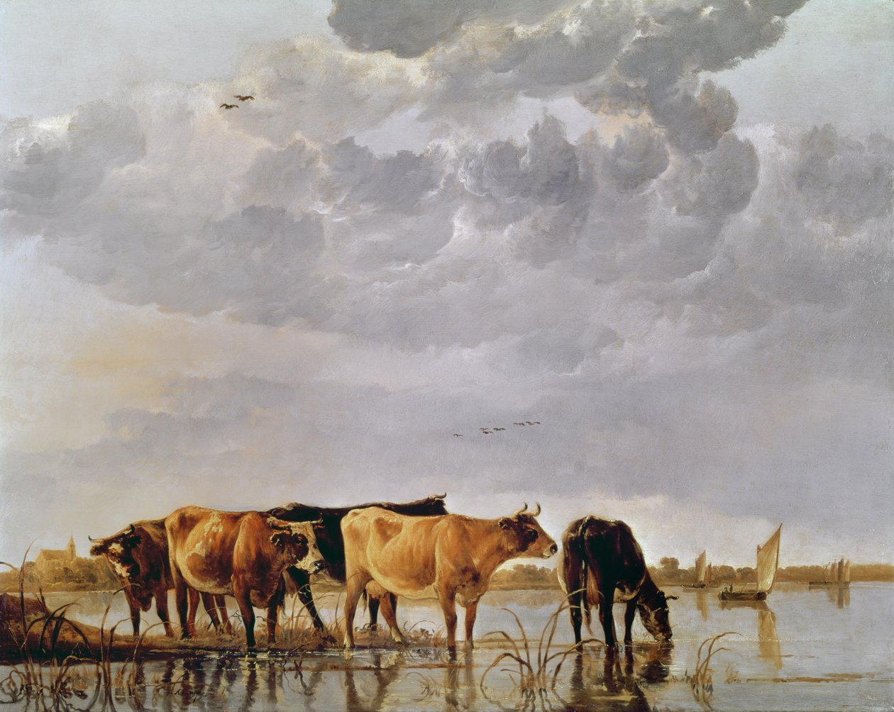 Krowy w rzece, ok. 1650 r. autorstwa Aelbert Cuyp
