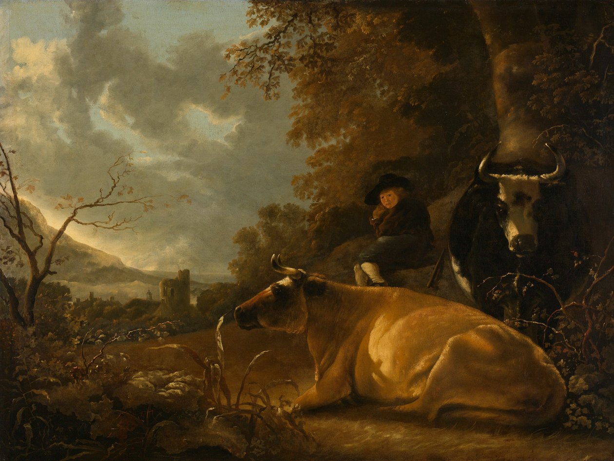 Krajobraz z krowami i pasterzem autorstwa Aelbert Cuyp