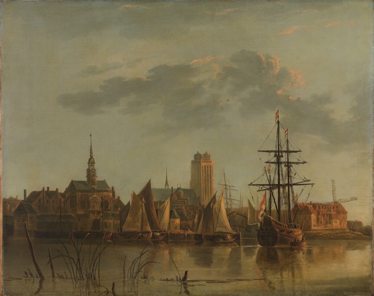 Widok na Dordrecht o zachodzie słońca? autorstwa Aelbert Cuyp (copy after)