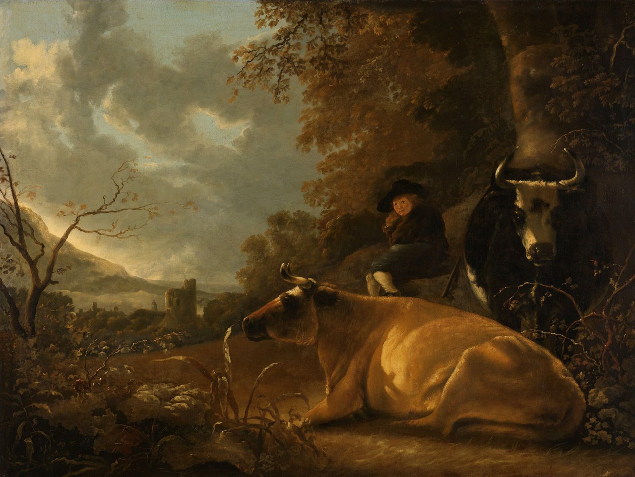Krajobraz z krowami i młodym pasterzem autorstwa Aelbert Cuyp (manner of)