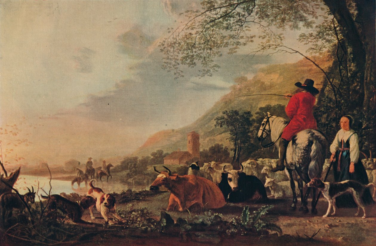 Pagórkowaty krajobraz z postaciami, c1655 autorstwa Aelbert Cuyp