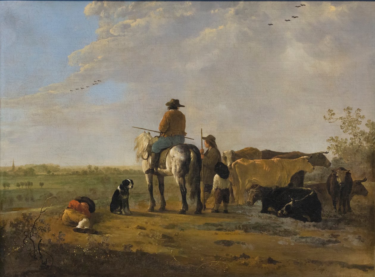 Pejzaż z jeźdźcem, ok. 1655-60 (olej na płótnie) autorstwa Aelbert Cuyp