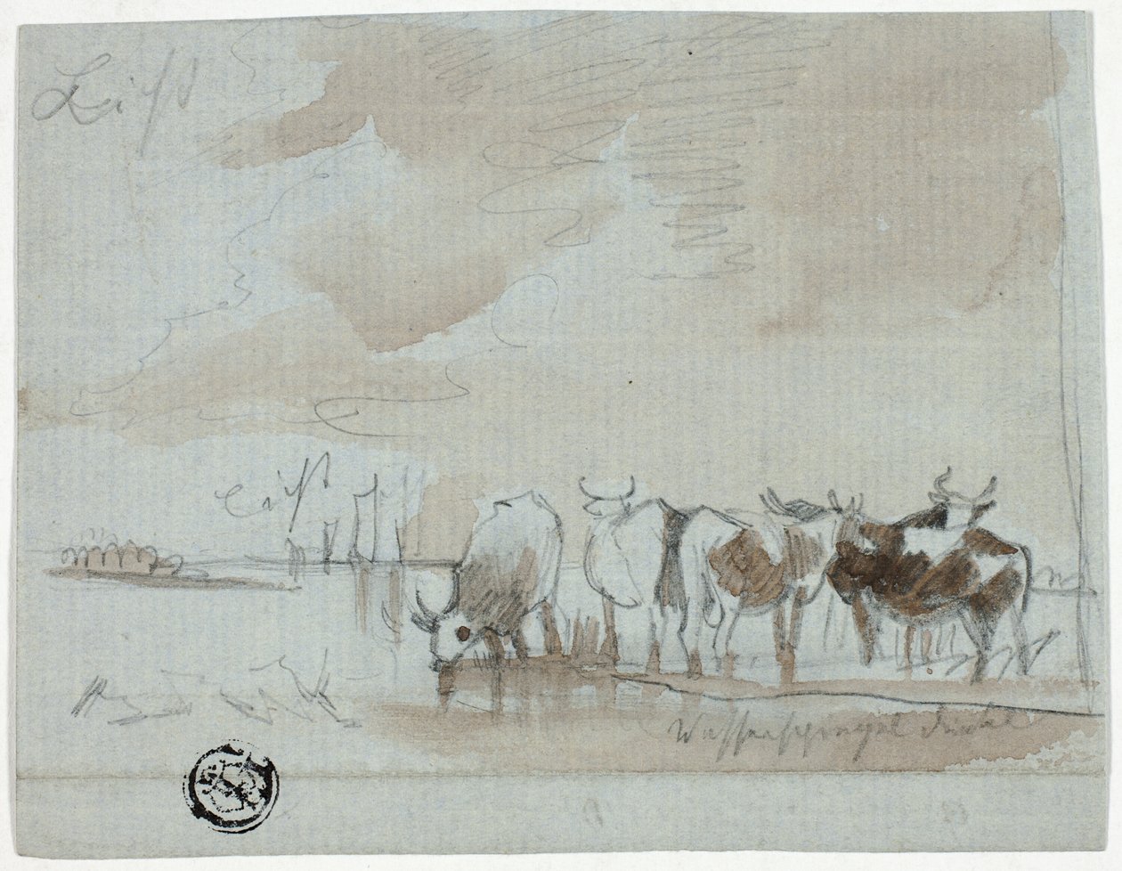Cattle in Water   1382528   pl       polish Successfully Translated  Original: Summit of Sierra Nevada, Snow Sheds in Foreground, Donner Lake in the Distance, C. P. R. R. Translat: Summit of Sierra Nevada, Snow Sheds in Foreground, Donner Lake in the Dista autorstwa Aelbert Cuyp