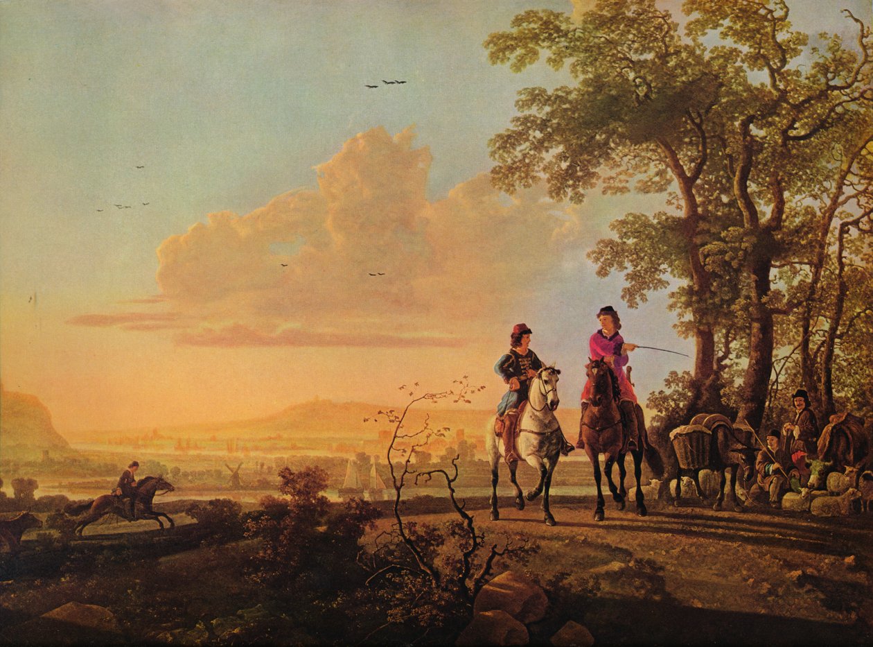 Jeźdźcy i pasterze z bydłem, 1655-1660 autorstwa Aelbert Cuyp