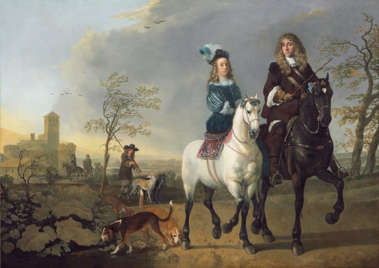 Dama i dżentelmen na koniu autorstwa Aelbert Cuyp