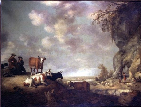 Krajobraz z pasterzami tworzącymi muzykę autorstwa Aelbert Cuyp