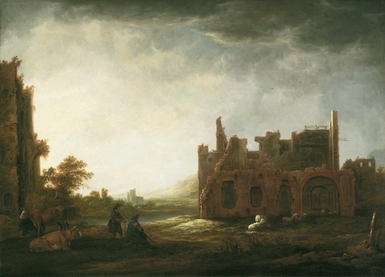 Krajobraz z ruinami opactwa Rijnsburg autorstwa Aelbert Cuyp