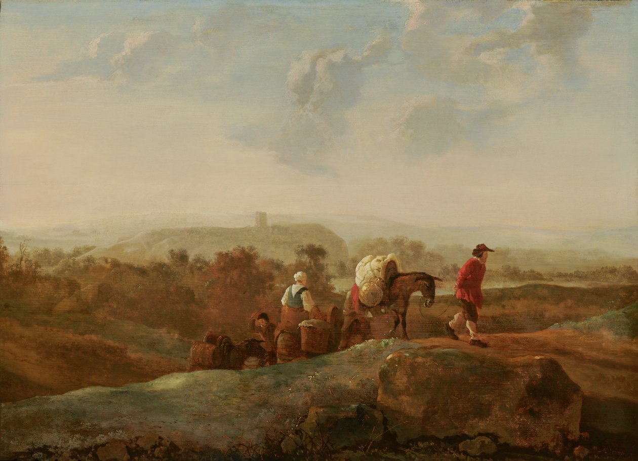 Migrujący chłopi w południowym krajobrazie autorstwa Aelbert Cuyp