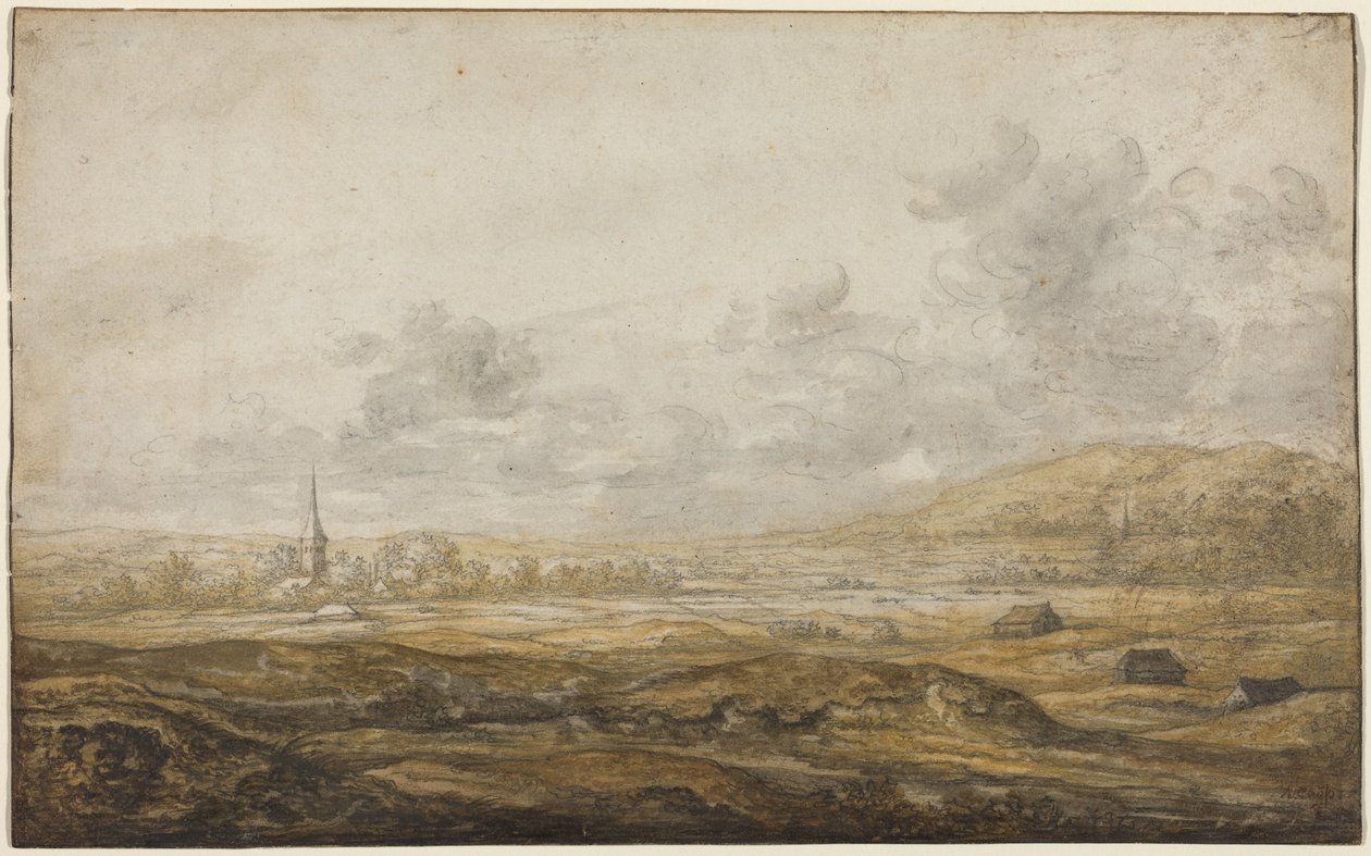 Panoramiczny widok krajobrazu wzdłuż Renu autorstwa Aelbert Cuyp