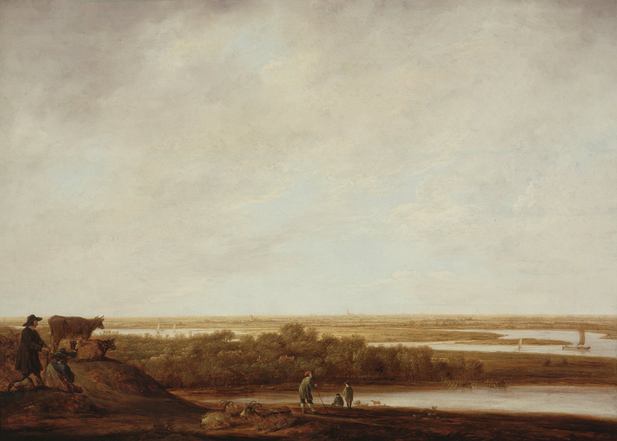 Panoramiczny krajobraz z pasterzami autorstwa Aelbert Cuyp