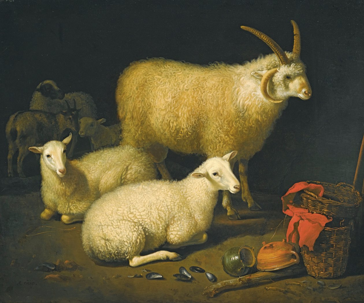 Owce w stajni autorstwa Aelbert Cuyp