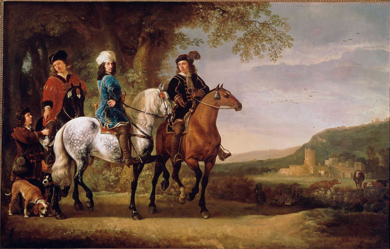 Holenderscy szlachcice chodzą konno. Obraz Alberta (Aelberta lub Aelbrechta) Cuypa (1620-1691) XVII w. Nd. 119x152,5 cm Paryż, musee du Louvre autorstwa Aelbert Cuyp