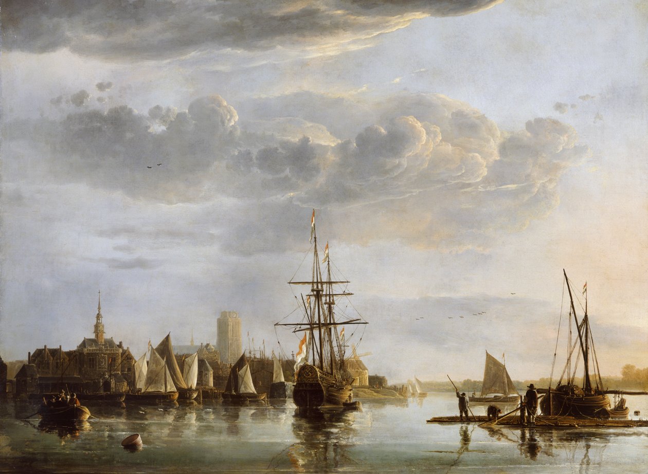 Widok Dordrechtu, ok. 1652-53 (olej na płótnie) autorstwa Aelbert Cuyp